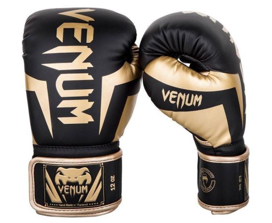lacitesport.com - Venum Elite Gold Gants de boxe Adulte, Couleur: Noir, Taille: 10oz