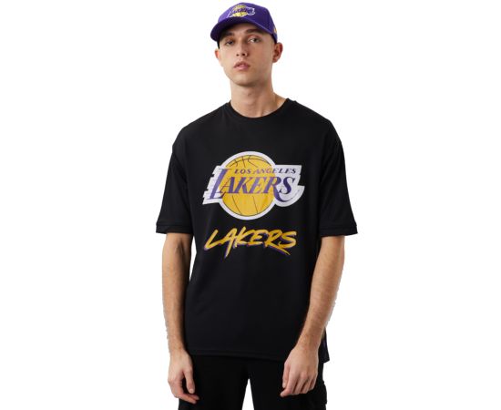 lacitesport.com - New Era NBA Los Angeles Lakers Script Mesh T-shirt de basket Homme, Couleur: Noir, Taille: L