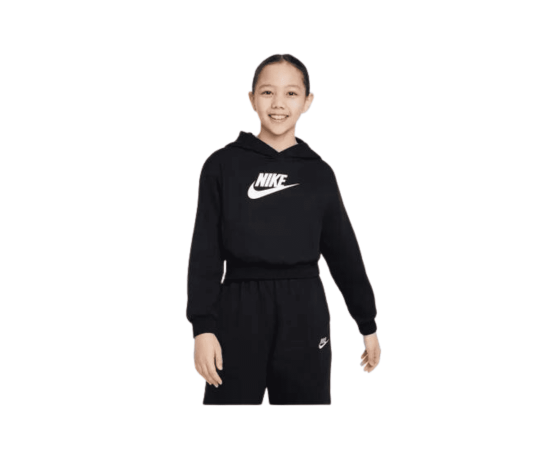 lacitesport.com - Nike Club Fleece Crop Sweat à capuche Enfant, Couleur: Noir, Taille: M (enfant)