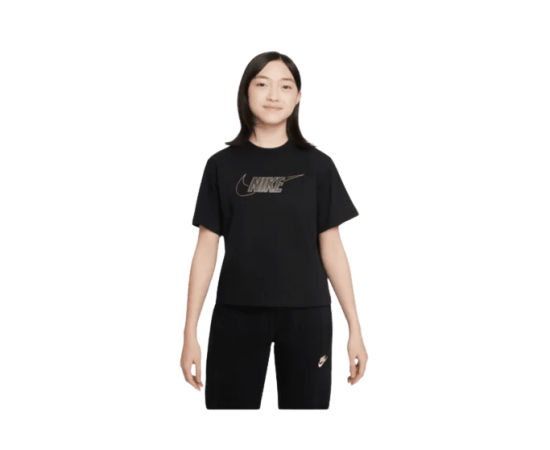 lacitesport.com - Nike Sportswear Boxy Metallic T-shirt Enfant, Couleur: Noir, Taille: M (enfant)