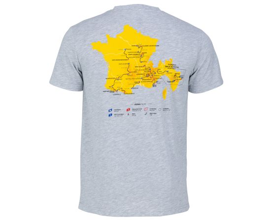 lacitesport.com - T-shirt Parcours 2024 - Collection officielle Tour de France - Cyclisme - Taille Homme, Couleur: Gris, Taille: S