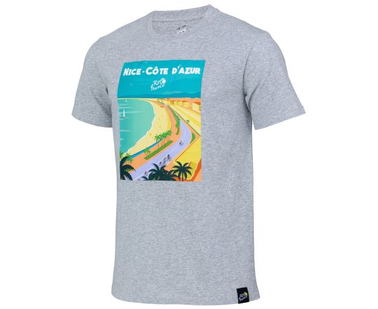 lacitesport.com - T-shirt Arrivée Nice Côte d'Azur - Collection officielle Tour de France - Cyclisme - Taille Homme, Couleur: Gris, Taille: S