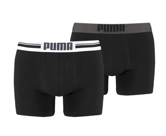lacitesport.com - Puma Placed Logo Lot 2 Boxer - Boxer, Couleur: Noir, Taille: XL